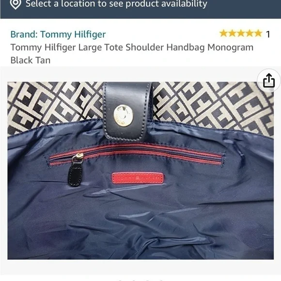 tommy Hilfiger Large Tote Shoulder Handbag Purse Blue - Picture 5 of 10